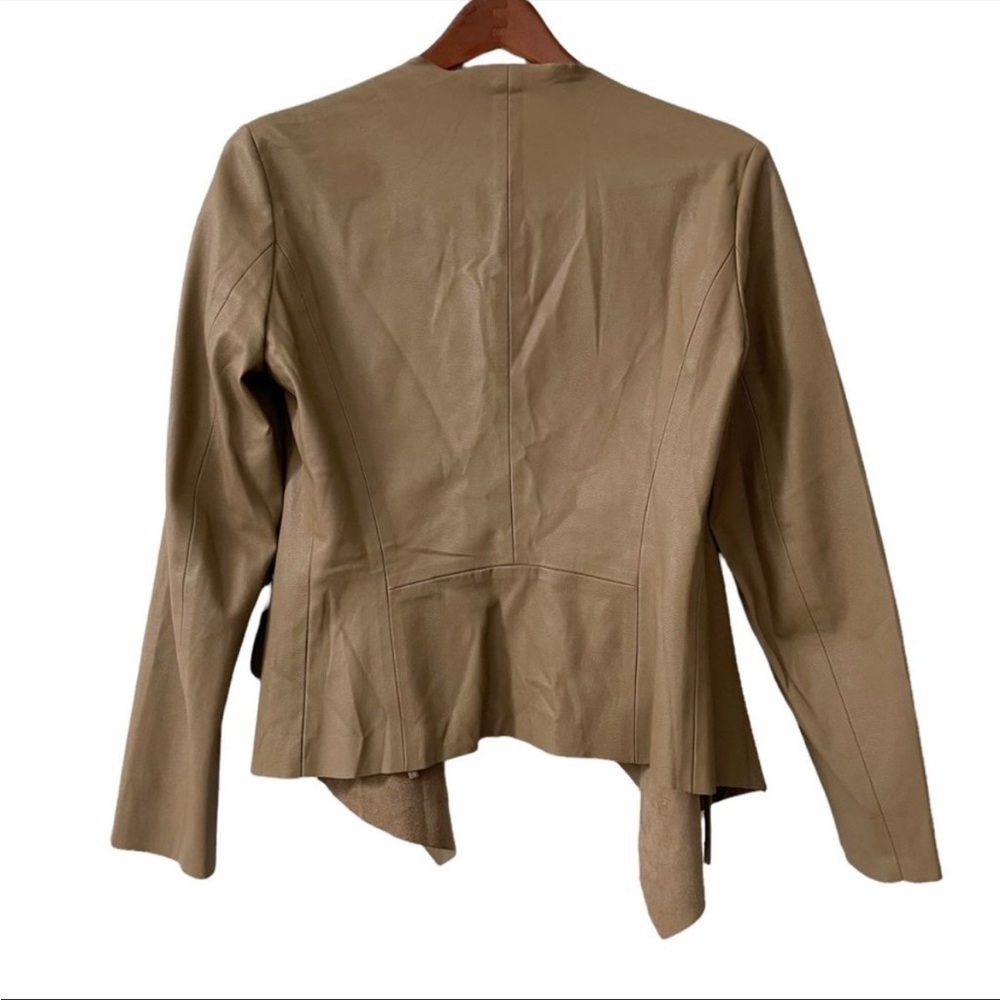 Zara Faux Leather Waterfall Open Front Jacket - Picture 3 of 7